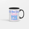 “Hot Mess Since Y2K 2.0 ceramic coffee mug featuring bold retro text, 
nostalgic pink-and-black 2000s aesthetic, and humorous design celebrating 
modern chaos.”
