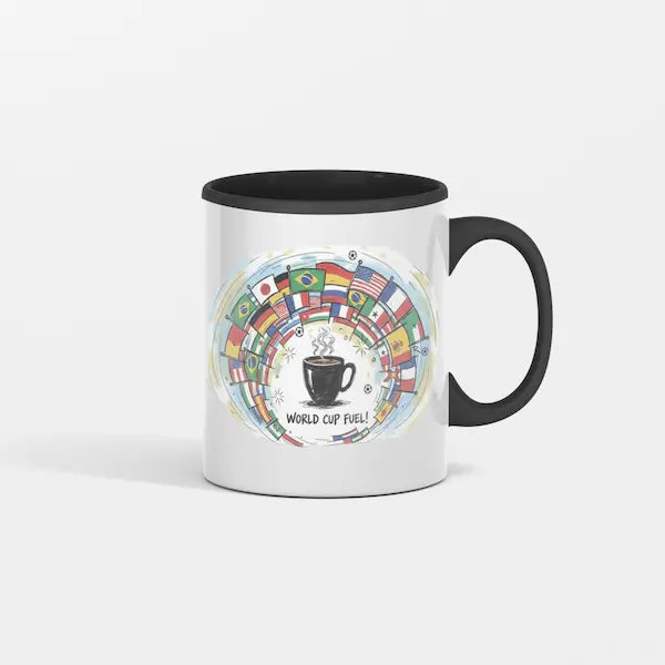 “World Cup of Fuel Coffee Mug featuring bold 2026 graphic, high-contrast design, and fan-tribute artwork.”
