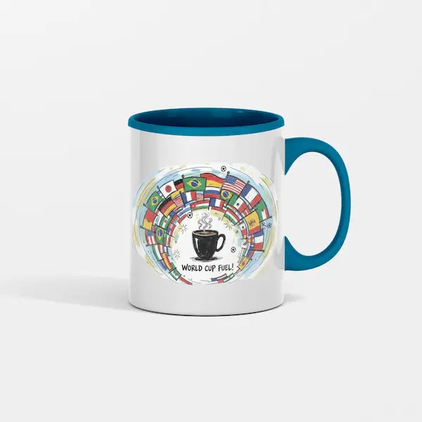 “World Cup of Fuel Coffee Mug featuring bold 2026 graphic, high-contrast design, and fan-tribute artwork.”