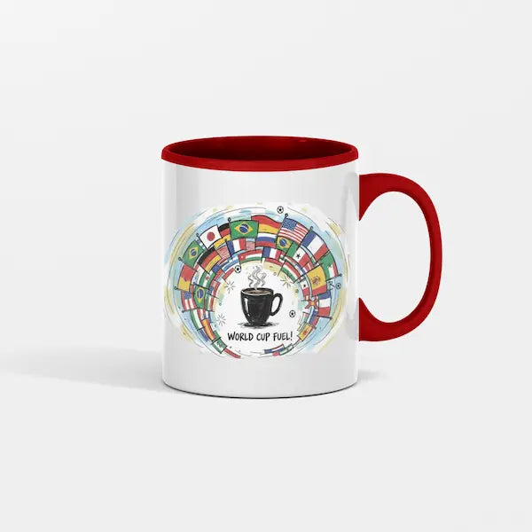 “World Cup of Fuel Coffee Mug featuring bold 2026 graphic, high-contrast design, and fan-tribute artwork.”