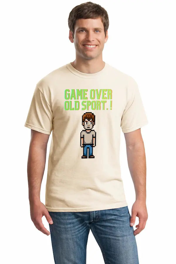 Game Over Old Sport retro video game T-shirt 80s 90s pixel art