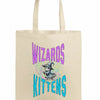Wizard Kittens Tote Bag featuring illustrated magical cats in fantasy wizard theme