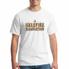 Hellfire Damnation T Shirt with bold flaming typography, distressed dark design