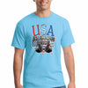 American Pride T Shirt with bold minimalist patriotic design worn casually