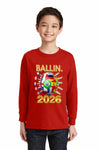 Ballin World Cup 2026 Kids long sleeve t shirt worn by young soccer fan