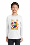 Ballin World Cup 2026 Kids long sleeve t shirt worn by young soccer fan