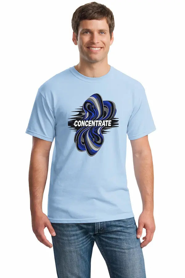 Concentrate Abstract Art T Shirt with warped optical illusion design pulling the eye inward