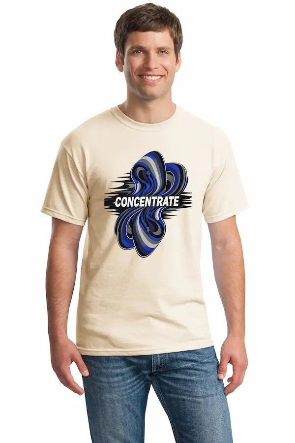 Concentrate Abstract Art T Shirt with warped optical illusion design pulling the eye inward