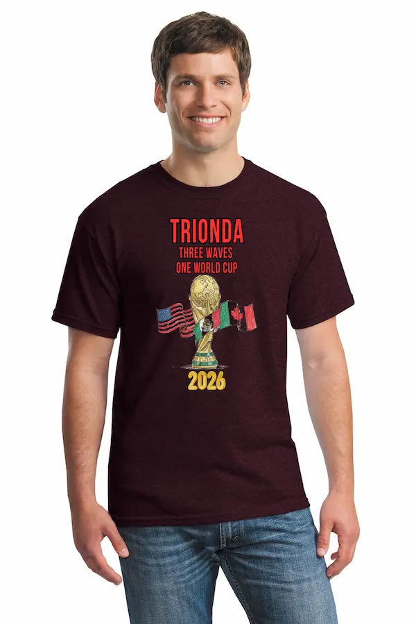 Trionda Three Waves One World Cup T Shirt featuring modern global football graphic design inspired by World Cup 2026