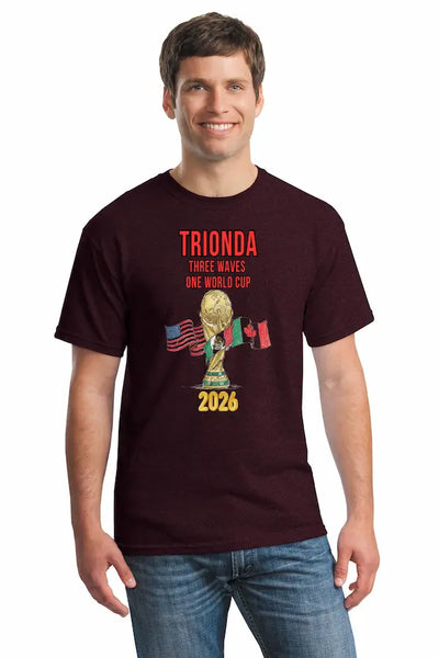 Trionda Three Waves One World Cup T Shirt featuring modern global football graphic design inspired by World Cup 2026