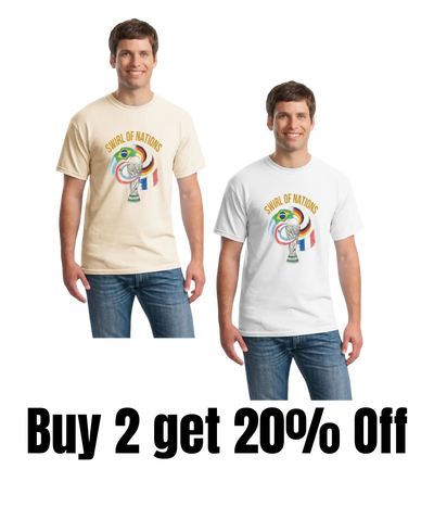 Hand-drawn fan art tee featuring swirling USA, Mexico, and Canada flag forms merging into a trophy outline, pencil sketch texture, no background — Swirling Flags Trophy – Hand-Drawn Fan Art Tee.