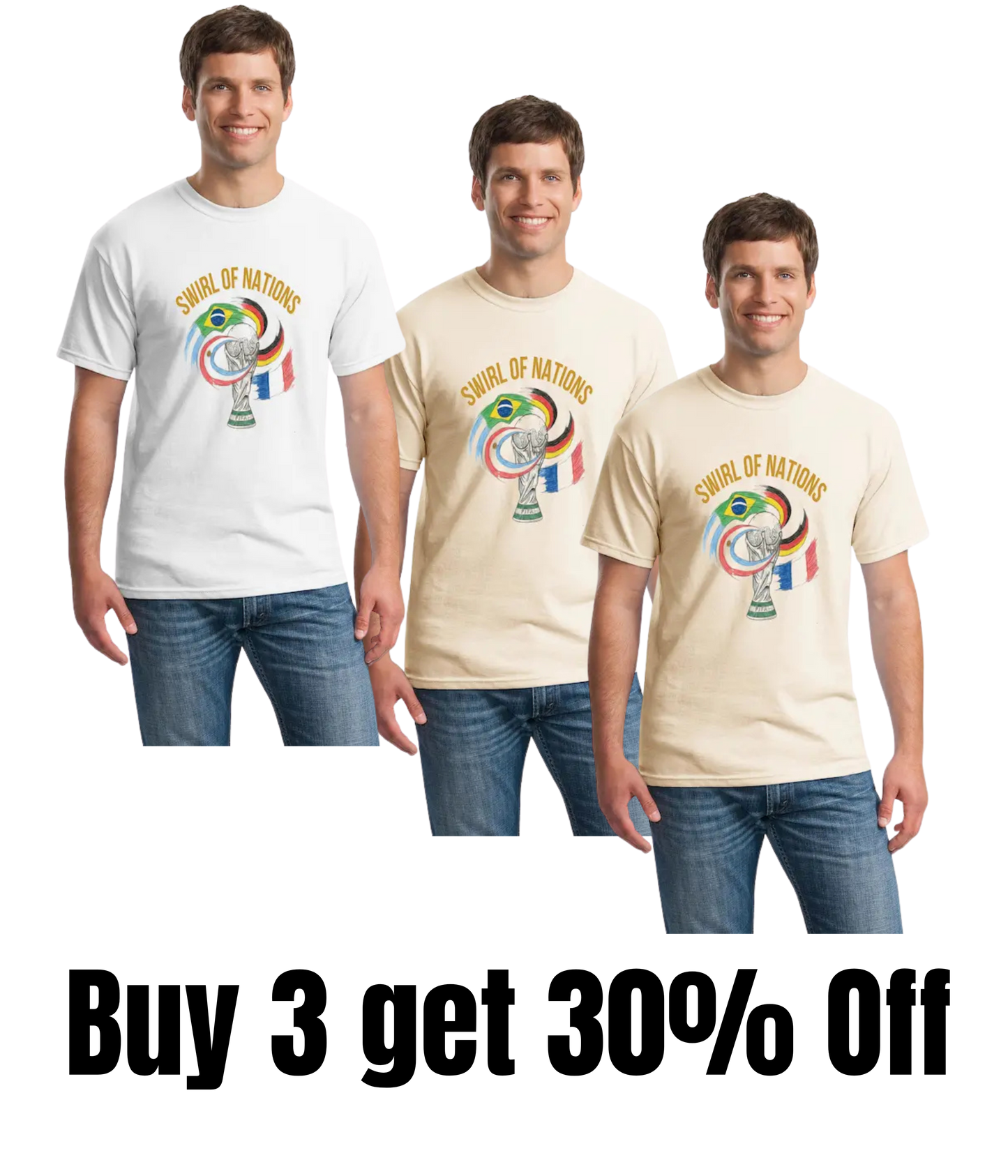 Hand-drawn fan art tee featuring swirling USA, Mexico, and Canada flag forms merging into a trophy outline, pencil sketch texture, no background — Swirling Flags Trophy – Hand-Drawn Fan Art Tee.