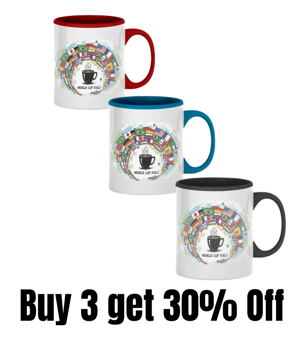 “World Cup of Fuel Coffee Mug featuring bold 2026 graphic, high-contrast design, and fan-tribute artwork.”