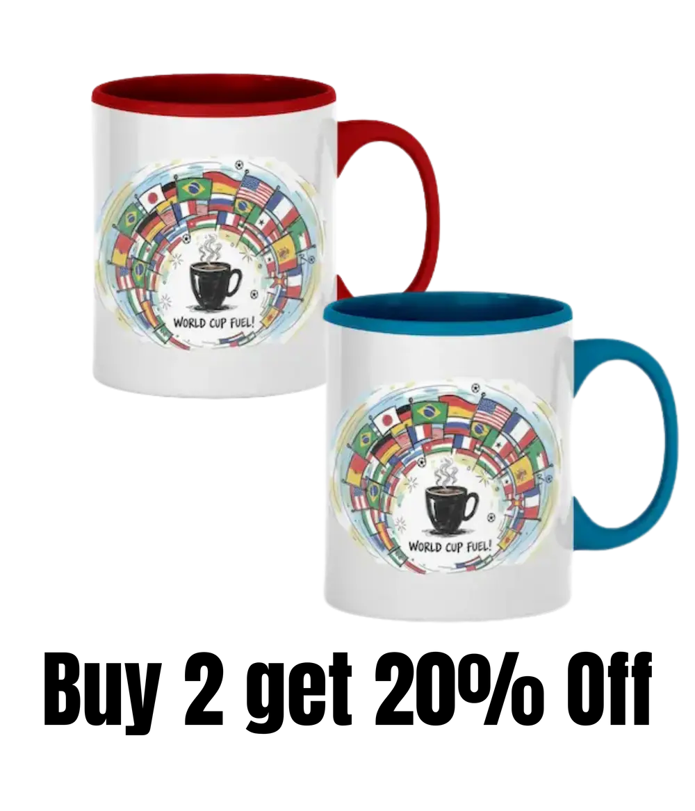 “World Cup of Fuel Coffee Mug featuring bold 2026 graphic, high-contrast design, and fan-tribute artwork.”