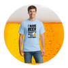 T-shirt with bold text that reads “I Make Beer Disappear – What’s Your Superpower?” in a playful, eye-catching design.